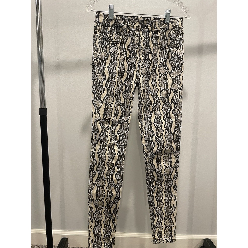 Womens Wild Fable Pants Size 2 Snakeskin Animal Print Black Cream Skinny